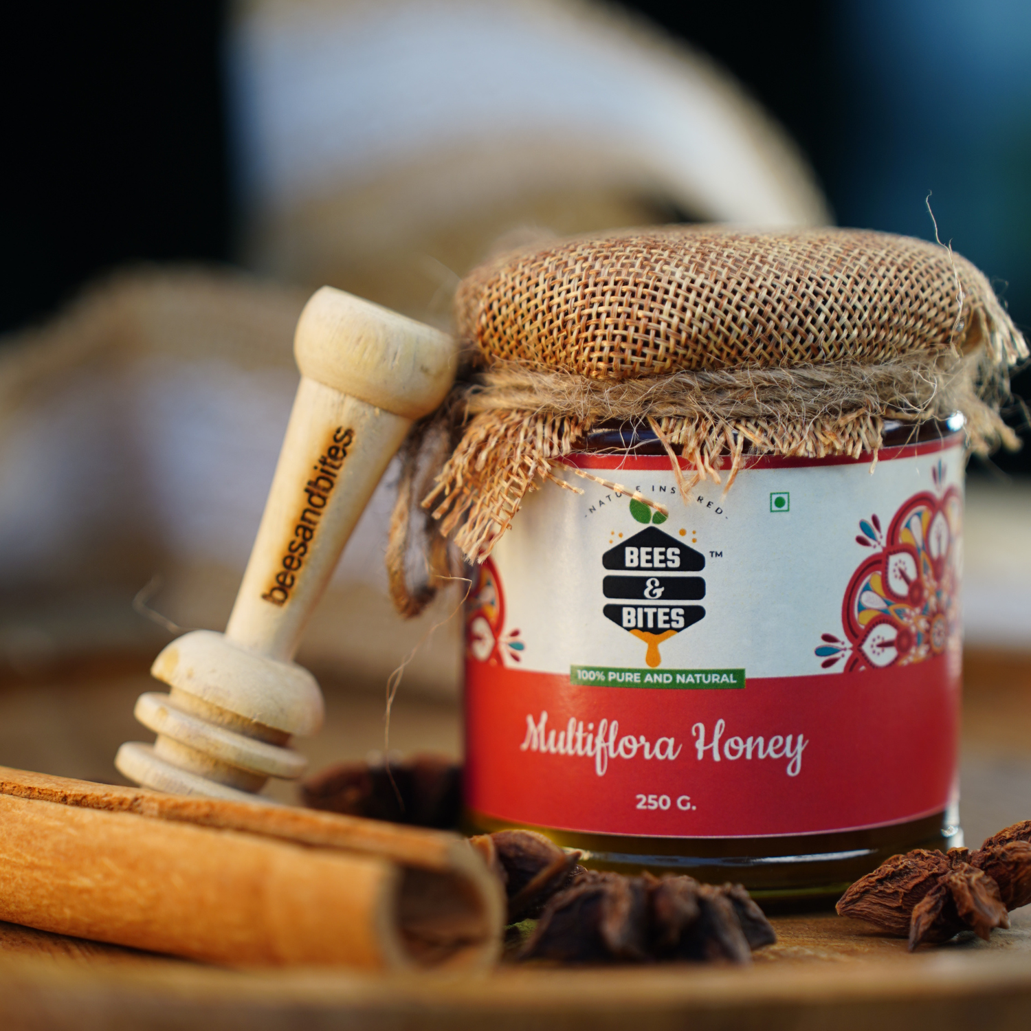 Raksha Bandhan Honey Gift Combo – 4 Flavored Honey Jars (250ml) with Rakhi & Kumkum-Chawal
